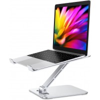 Babacom Laptop Stand, Ergonomic Foldable Computer Stand with Adjustable Height, Ventilated Aluminium Alloy Laptop Riser Compatible with MacBook Air, Pro, Dell XPS, Samsung, All 10-16" Laptops (Silver)