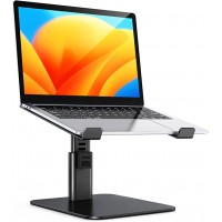Babacom Laptop Stand for Desk, 8 Adjustable Height Aluminum Laptop Riser, Ergonomic Computer Stand Sit to Stand Compatible with MacBook, Air, Pro and More 10"-16" Notebooks - Black