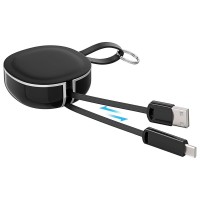 Câble USB C VPROOF Câble Type C Rétractable (3.3ft / 1m) Synchronisation & Chargeur Câble avec Couvercle Pivotant à 360°pour Samsung Galaxy, MacBook(Noir)
