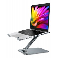 Babacom Laptop Stand Height Adjustable Foldable Aluminum Alloy Laptop Stand Ergonomic Ventilated Laptop Stand Compatible with MacBook Air, Pro, Samsung, All Laptops 10-16" (Grey)