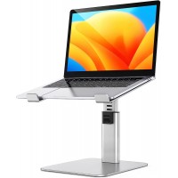 Babacom Laptop Stand, 8 Height Adjustable Aluminum Laptop Stand Cooler, Ergonomic Ventilated Laptop Stand Compatible with MacBook, Air, Pro, Lenovo, Dell, All 10"-16" Notebooks - Silver