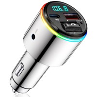 Babacom Bluetooth 5.3 FM Transmitter for Car, 【All-metal】 Dual-Purpose Bluetooth Car Adapter with Aux Port, 【QC3.0 18W & PD 30W】 Car Radio Bluetooth Receiver for Hands-Free Call, Dual 7-Color Backlit