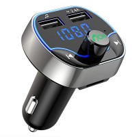 Bovon Bluetooth FM Transmitter, Wireless Radio Transmitter Car Kit Adapter with Hands Free Calling, Dual USB Ports (5V/2.4A & 1A), Support TF Card and USB Flash Drive