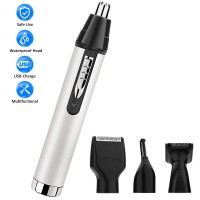 Nose Hair, Stoon 4 in 1 USB Rechargeable Grooming Kit, Electronic Beard , Sideburn , Eyebrow , Nose Clippers for Men with Waterproof Stainless Steel Rotation Blade (Black)