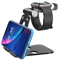 GUNWUR Cell Phone Stand, For Apple Watch Charging Stand, iPad Holder, 3 in 1 Universal Aluminum Stand for iPhone XS Max/XR/ 8 Plus, Galaxy S10 Plus/ S9, iWatch Series 4/3/2/1 & All Tablets (Black)