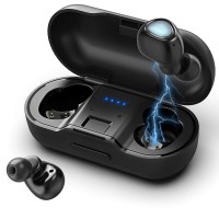 Babacom Écouteurs Bluetooth, Oreillettes Intra-Auriculaires Bluetooth, 19 Heures de Musique, Micro Intégré, 3D Stéréo Mini Oreillette Sans Fil, IPX4 Casque Sport avec 480mAh Boîte de Charge (Noir)