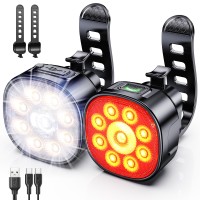 Babacom Bike Lights [8+7 Modes], USB Rechargeable Bike Lights Front and Back, Ultra Bright with Spotlight & Floodlight, IP65 Waterproof Bicycle Lights for Road Mountain Day/Night Cycling Safety