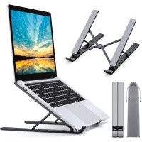 Babacom Laptop Ständer, 9-Stufe Aluminium Laptop Stand, Tragbar Höhenverstellbarer Belüfteter Notebook Ständer Kompatibel mit MacBook Pro Air, und andere 10-15,6 ” Laptops Tablet, Schwarz